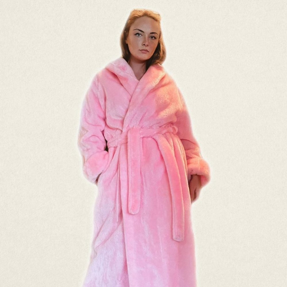 VTG 70s Teddy Bear Hot Pink Robe Coat Size XXL Faux Fur Coat Made in USA
